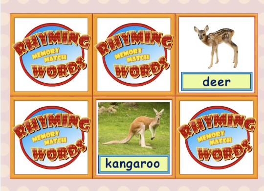 Rhyming words memory match game from ABCmouse.com. 